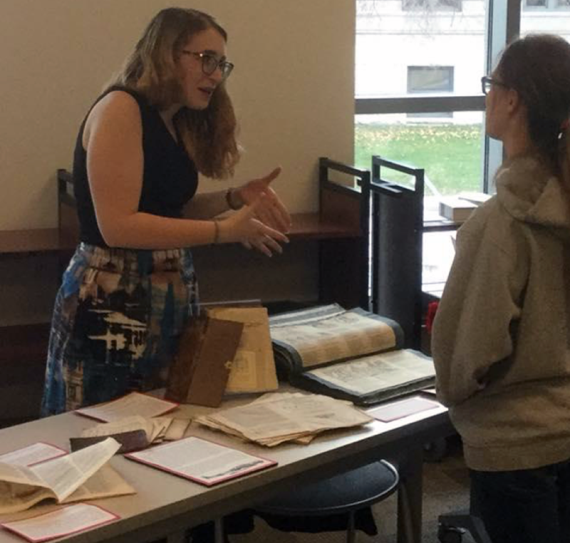 Student discussion their exhibit