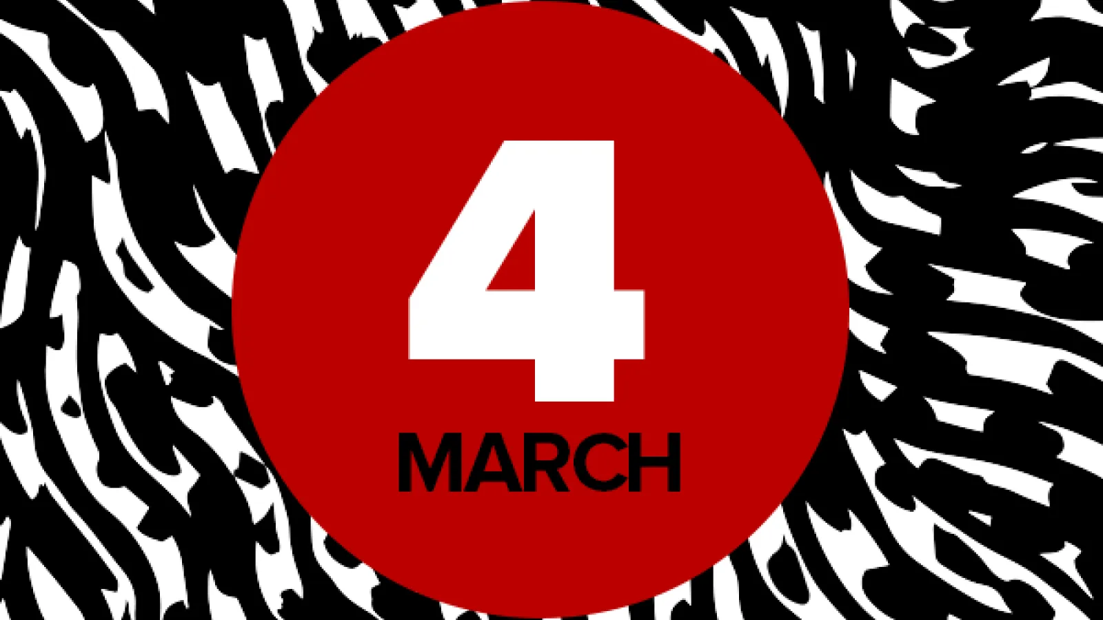 Illustrated background with red circle and text: 4 March