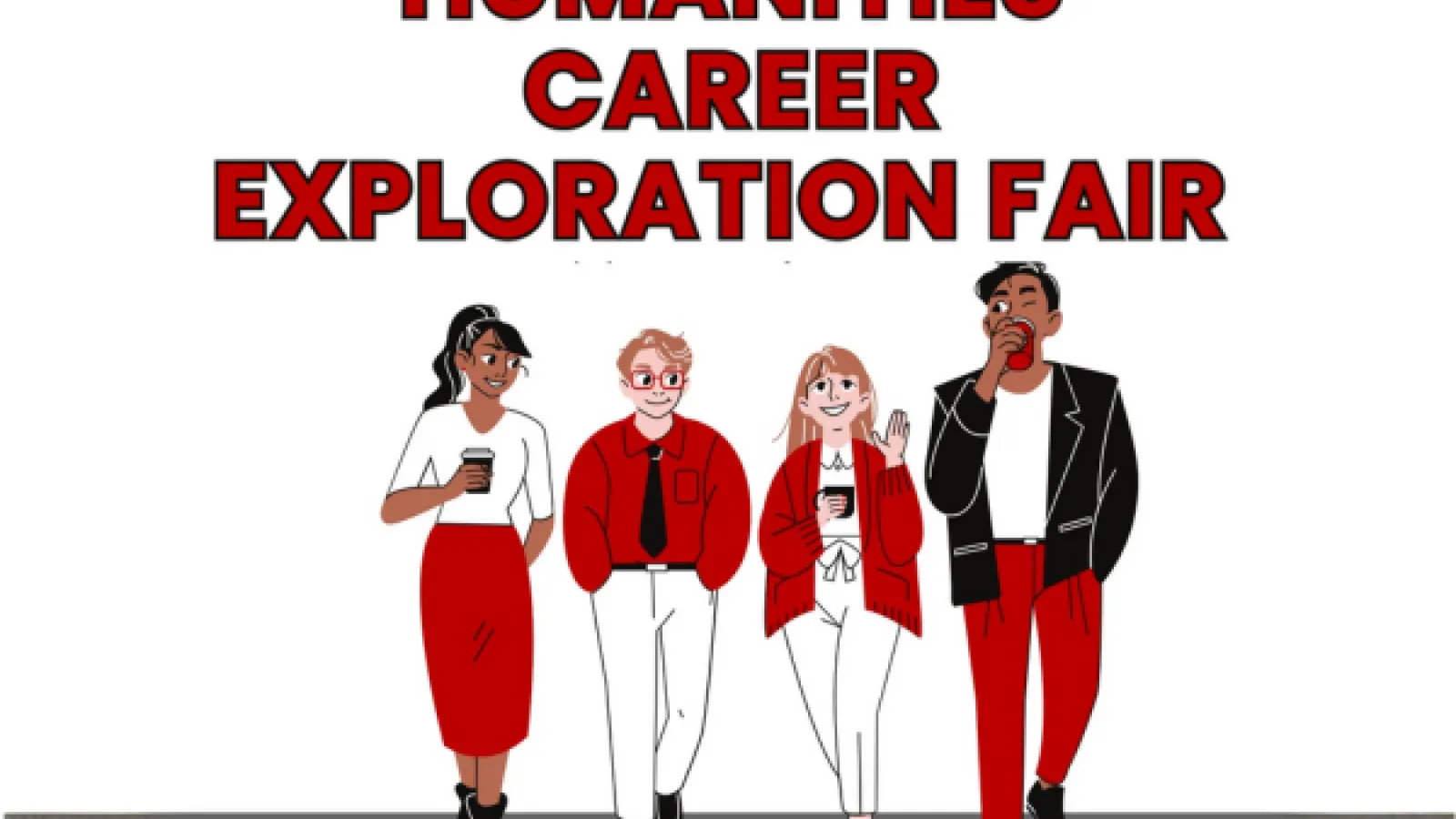 Humanities Career Exploration Fair with four individuals in business attire