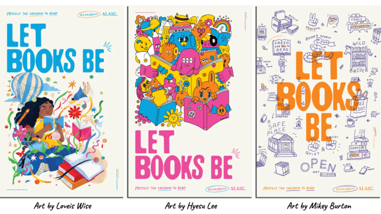 "Let Books Be" illustrations by Loveis Wise, Hyesu Lee, and Mikey Burton