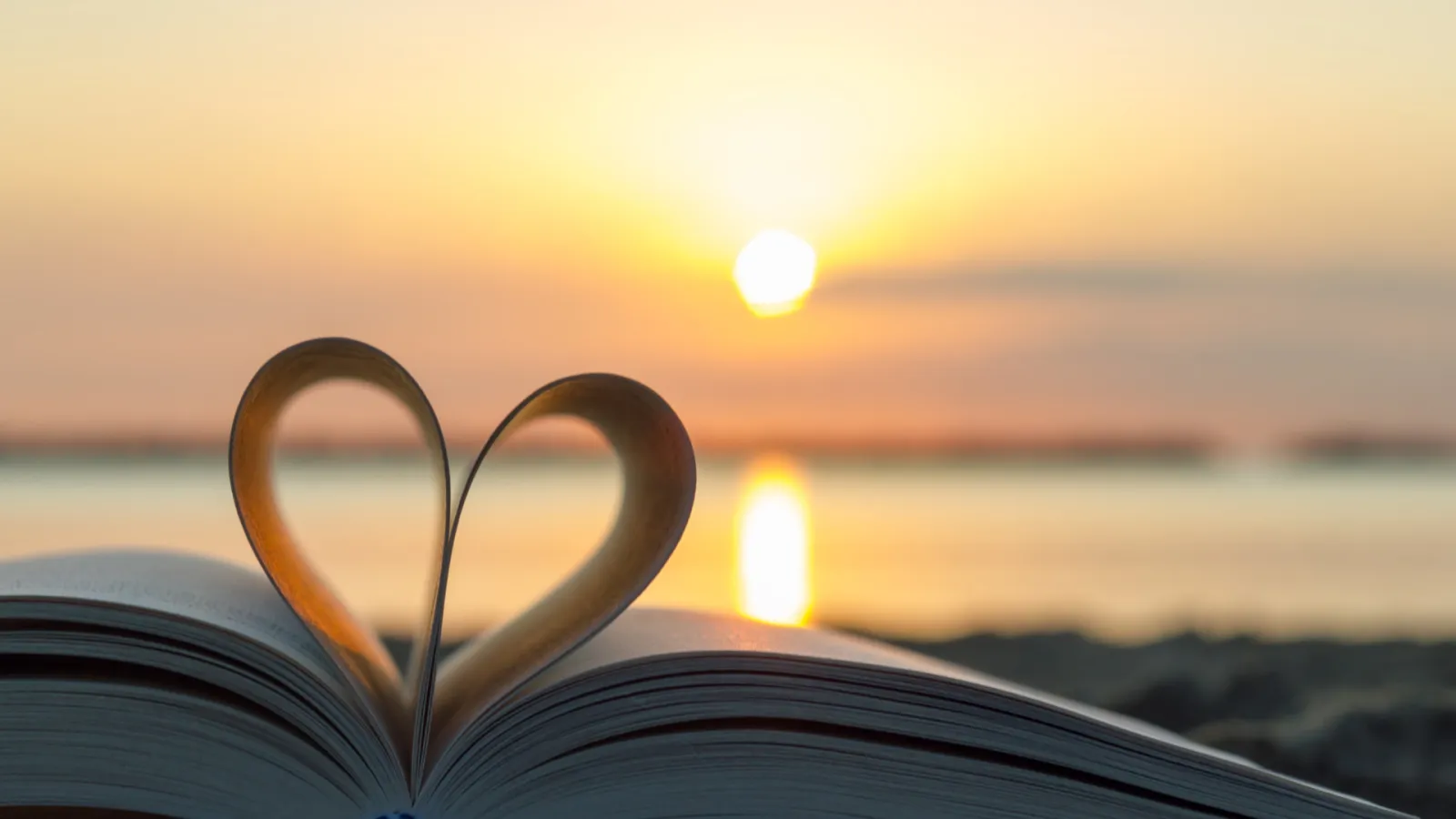 pages of an open book turned up to create a heart