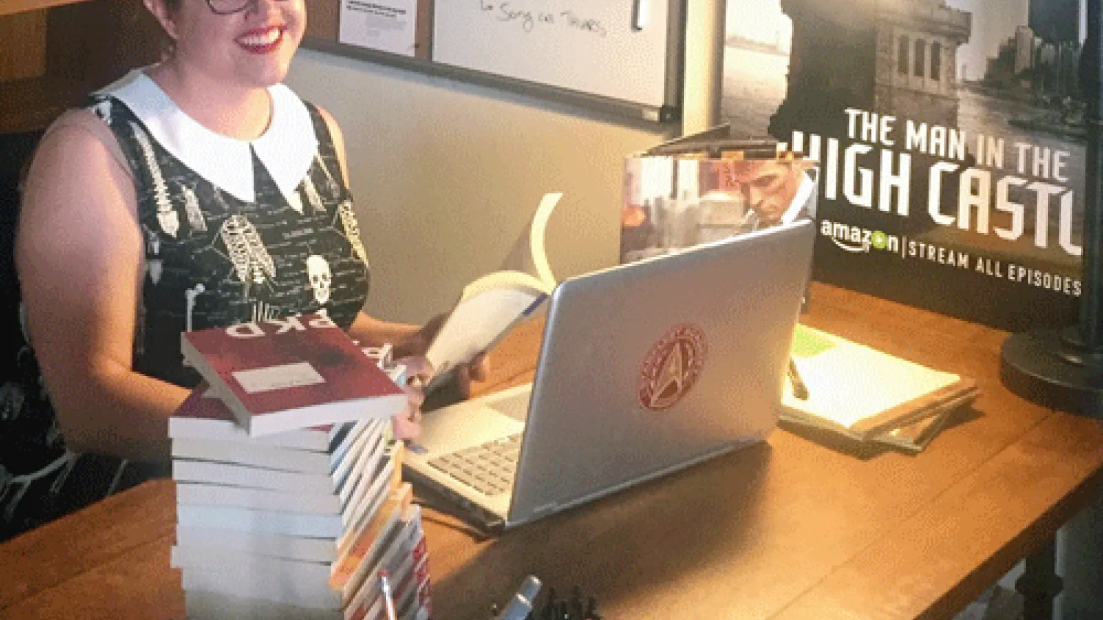 Meghan Callahan at work in her office