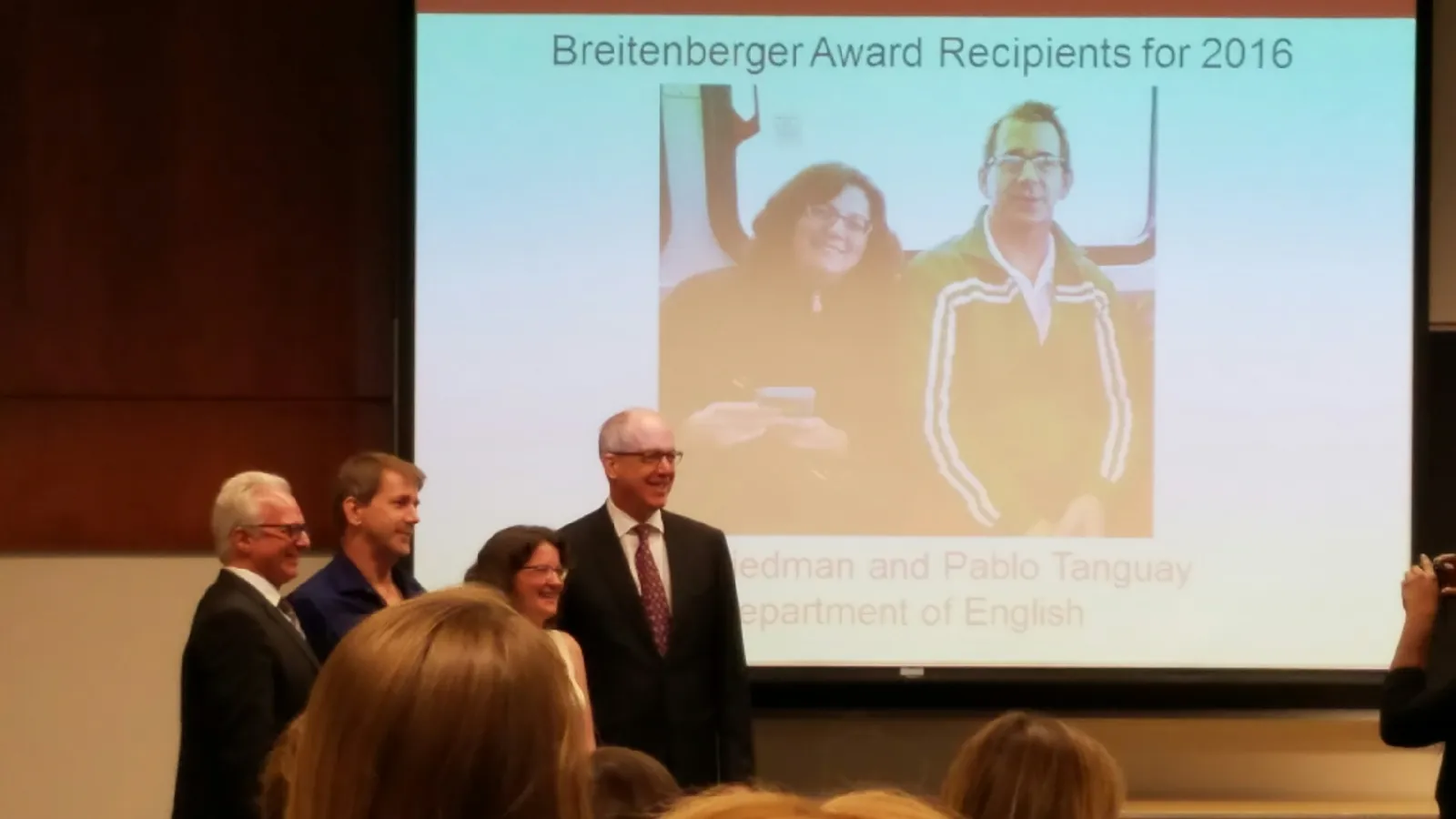 Picture of Friedman and Tanguay receiving the award