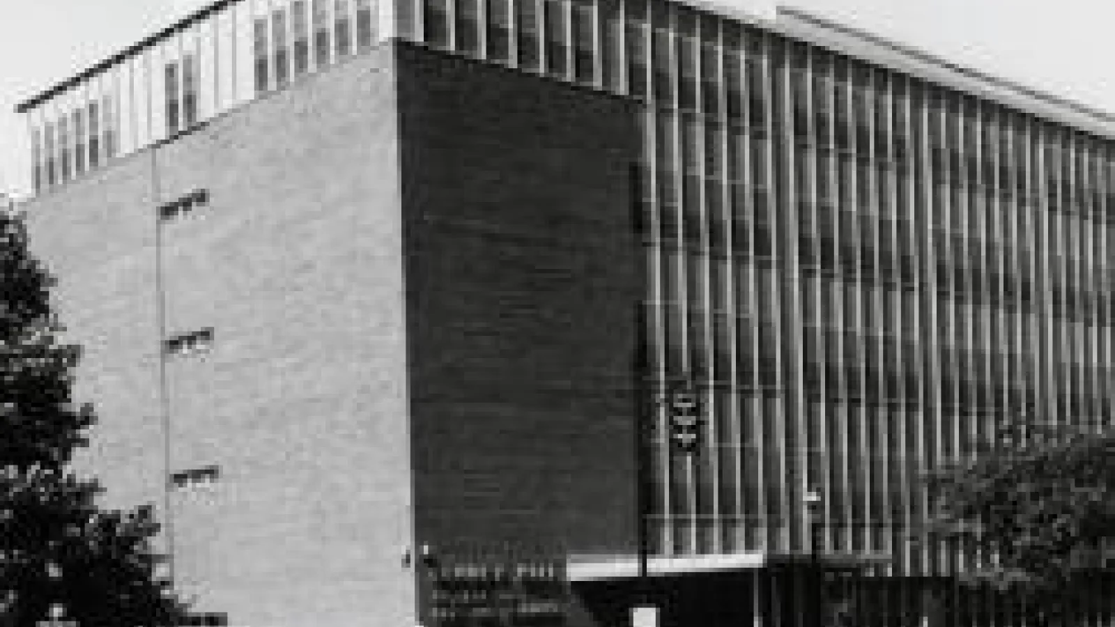 Black and white photo of Denney Hall