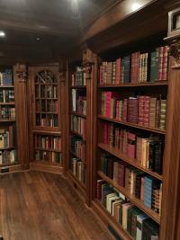 Floor to ceiling bookshelves in room