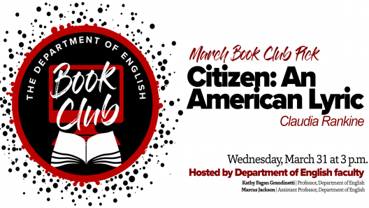 March Book Club: Citizen: An American Lyric graphic. Wednesday, March 31 at 3 p.m