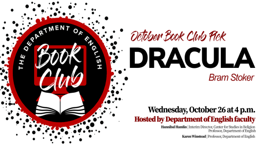 October book club: Dracula. Wednesday, October 26th at 4 p.m.