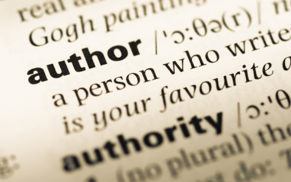 The dictionary entry for 'author': a person who writes