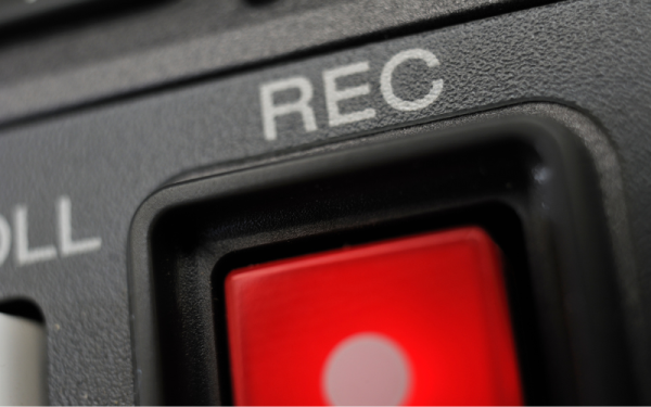 Red button with "rec" written over it