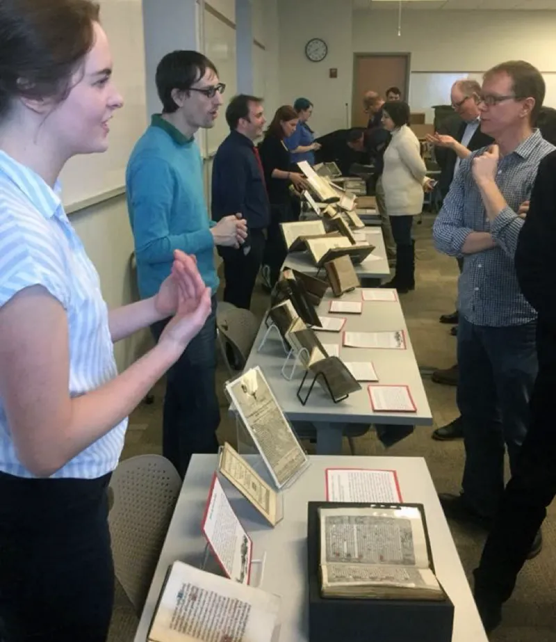 Students and visitors of the exhibition