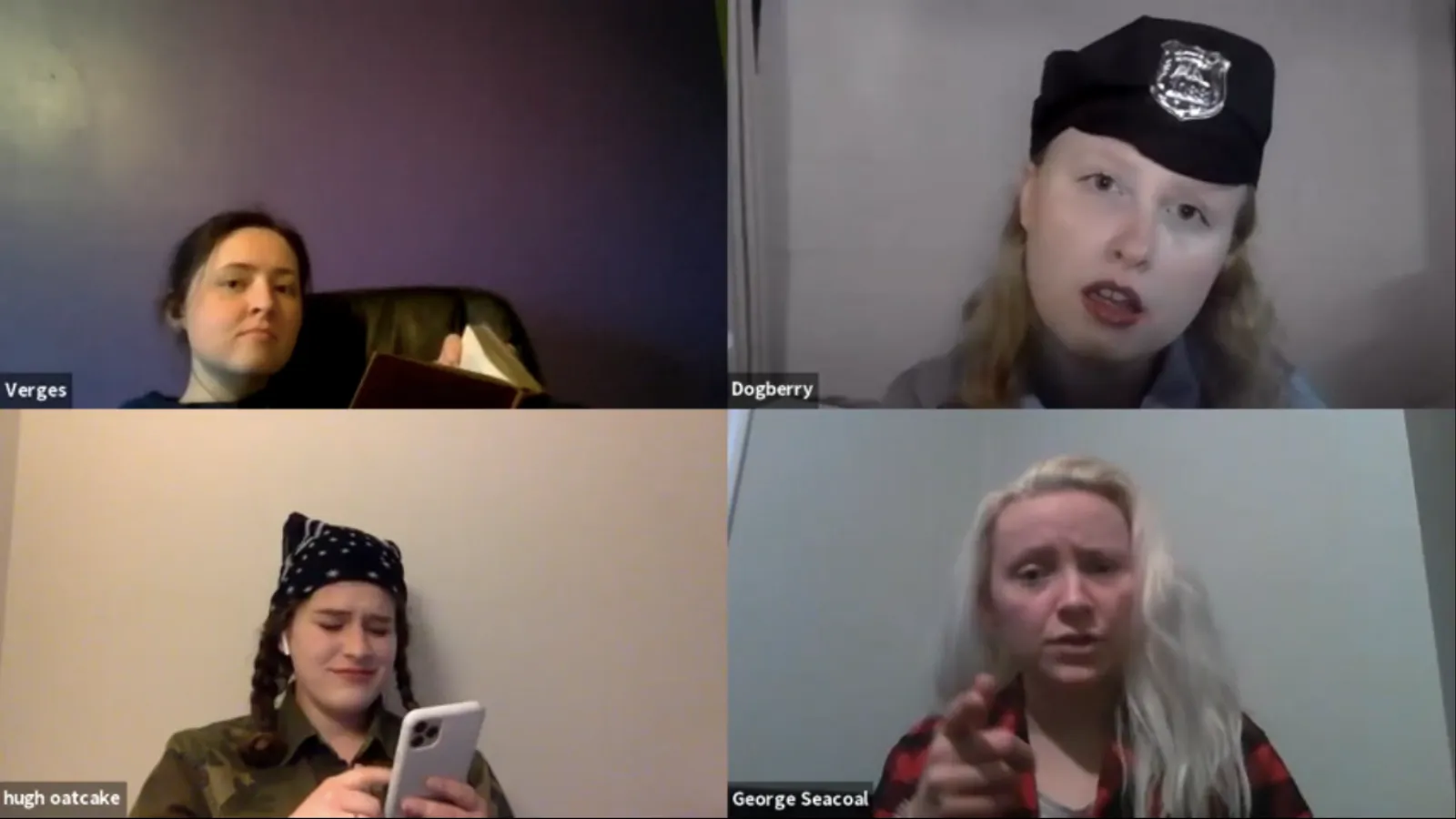 Screenshot of four actors from Much AZoom