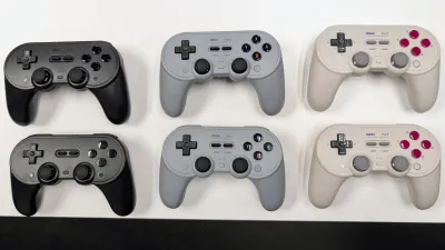 Three pairs of pro controllers for the game lab's Nintendo Switches.