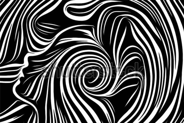 Swirling black and white pattern