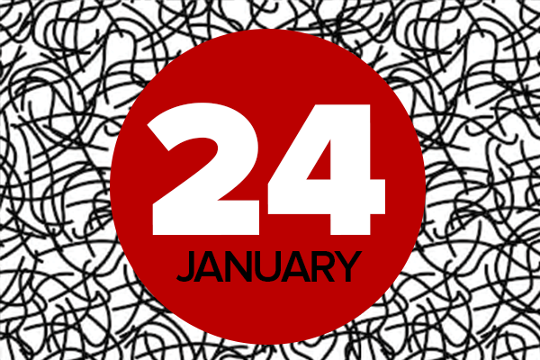 Black lines with red circle and text: January 24