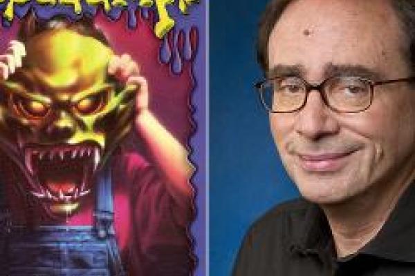 Photo of Stine and a Goosebumps book