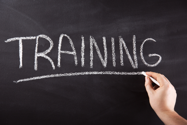 Chalkboard with "Training" written on it