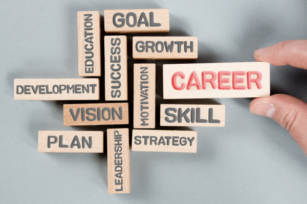 blocks reading "career" "goal" "growth" "skill" "vision" "plan" arranged together