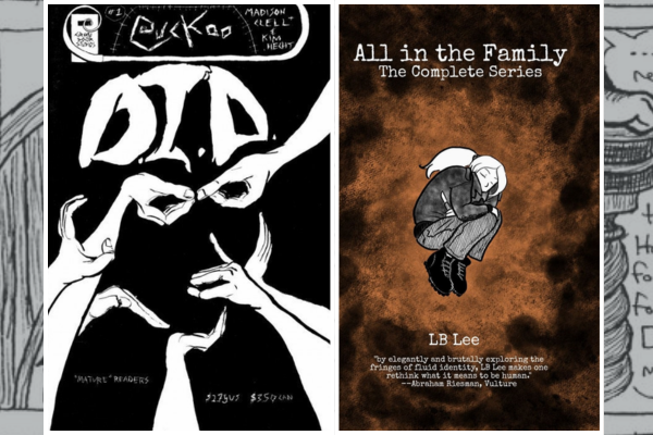 Covers of the two graphic novels mentioned in the description: Madison Clell's Cuckoo and LB Lee's All in the Family