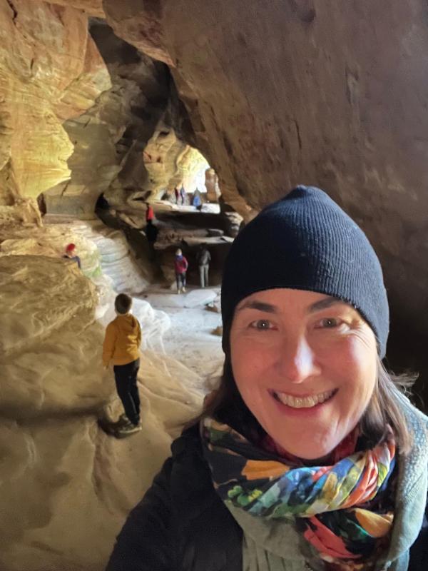 Image of Kathleen Griffin in Rock House at Hocking Hills, Ohio